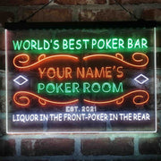 Personalized Poker Room Bar Deluxe App-Enabled 3-Color LED Light Sign - LED Gift Works