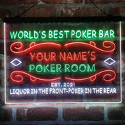 Personalized Poker Room Bar Deluxe App-Enabled 3-Color LED Light Sign - LED Gift Works