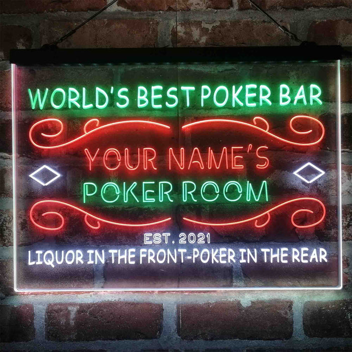 Personalized Poker Room Bar Deluxe App-Enabled 3-Color LED Light Sign - Way Up Gifts