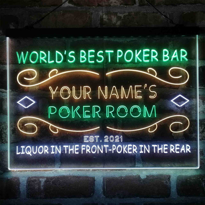 Personalized Poker Room Bar Deluxe App-Enabled 3-Color LED Light Sign - Way Up Gifts