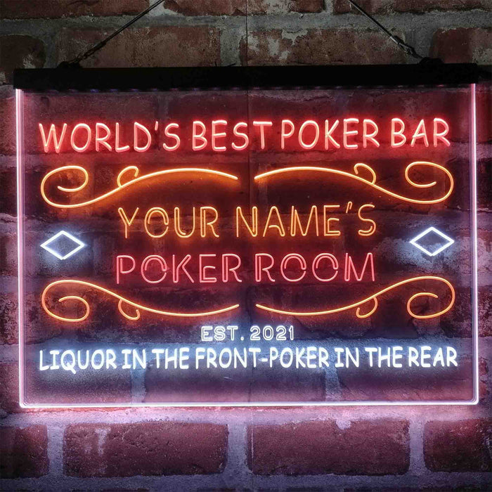 Personalized Poker Room Bar Deluxe App-Enabled 3-Color LED Light Sign - Way Up Gifts