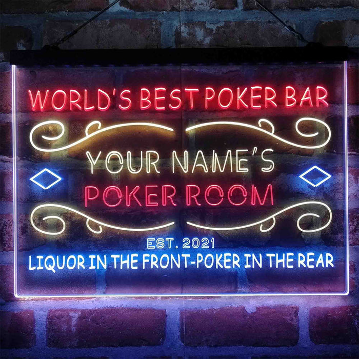Personalized Poker Room Bar Deluxe App-Enabled 3-Color LED Light Sign - Way Up Gifts