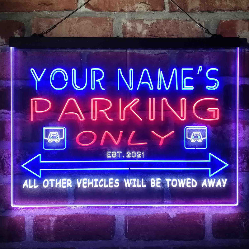 Personalized Parking Space Garage Deluxe App-Enabled 3-Color LED Light Sign - LED Gift Works