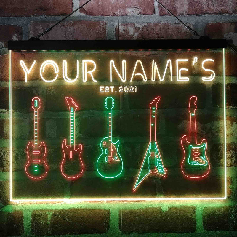 Personalized Guitar Hero Room Deluxe App-Enabled 3-Color LED Light Sign - LED Gift Works