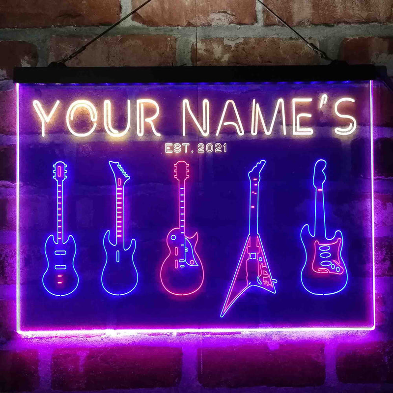 Personalized Guitar Hero Room Deluxe App-Enabled 3-Color LED Light Sign - LED Gift Works