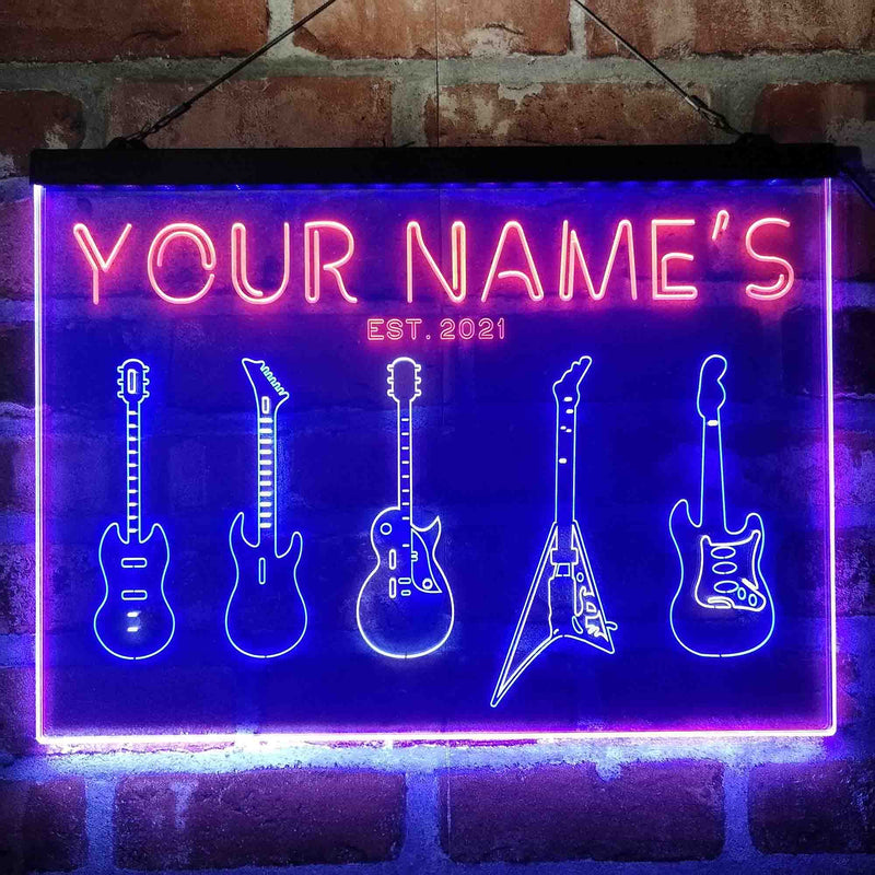 Personalized Guitar Hero Room Deluxe App-Enabled 3-Color LED Light Sign - LED Gift Works