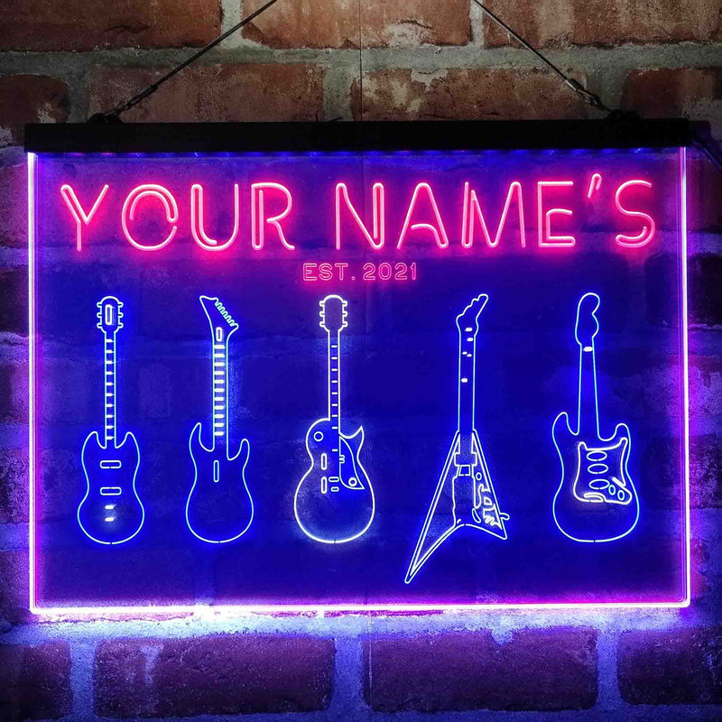 Personalized Guitar Hero Room Deluxe App-Enabled 3-Color LED Light Sign - LED Gift Works
