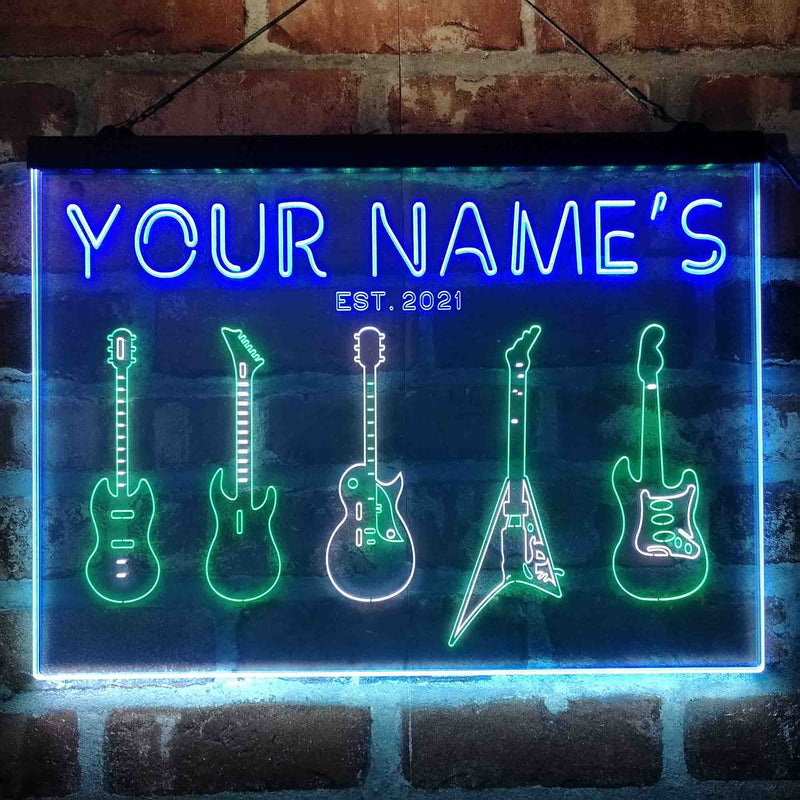 Personalized Guitar Hero Room Deluxe App-Enabled 3-Color LED Light Sign - LED Gift Works