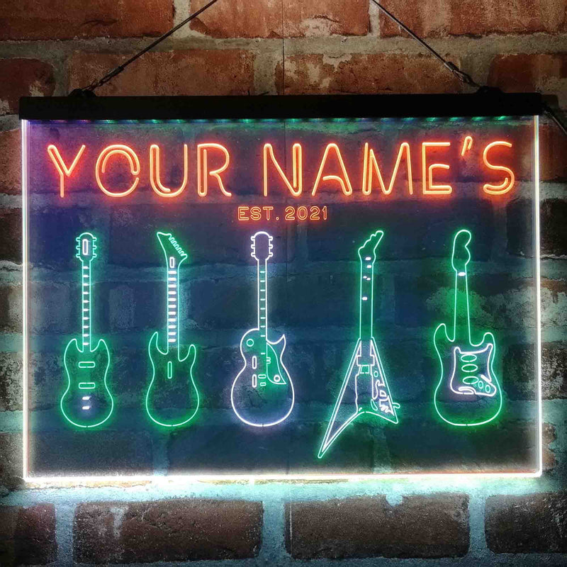 Personalized Guitar Hero Room Deluxe App-Enabled 3-Color LED Light Sign - LED Gift Works