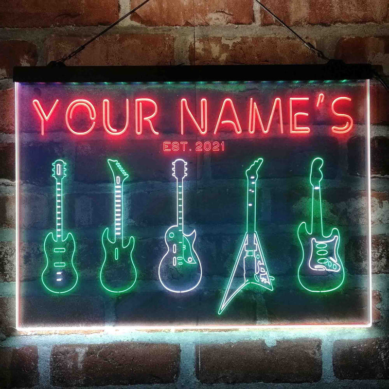 Personalized Guitar Hero Room Deluxe App-Enabled 3-Color LED Light Sign - LED Gift Works