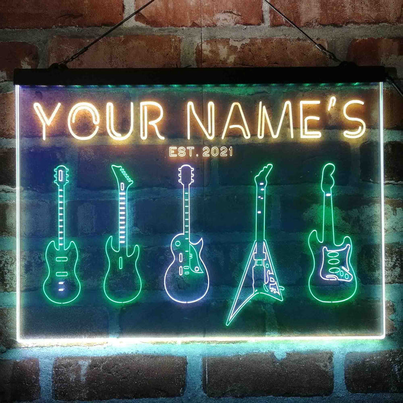 Personalized Guitar Hero Room Deluxe App-Enabled 3-Color LED Light Sign - LED Gift Works