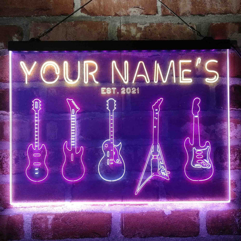 Personalized Guitar Hero Room Deluxe App-Enabled 3-Color LED Light Sign - LED Gift Works