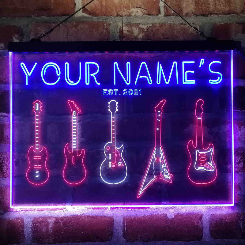 Personalized Guitar Hero Room Deluxe App-Enabled 3-Color LED Light Sign - LED Gift Works