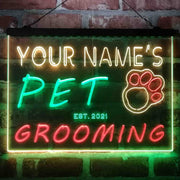 Personalized Pet Grooming Shop Deluxe App-Enabled 3-Color LED Light Sign | LED Wall Decor - LED Gift Works