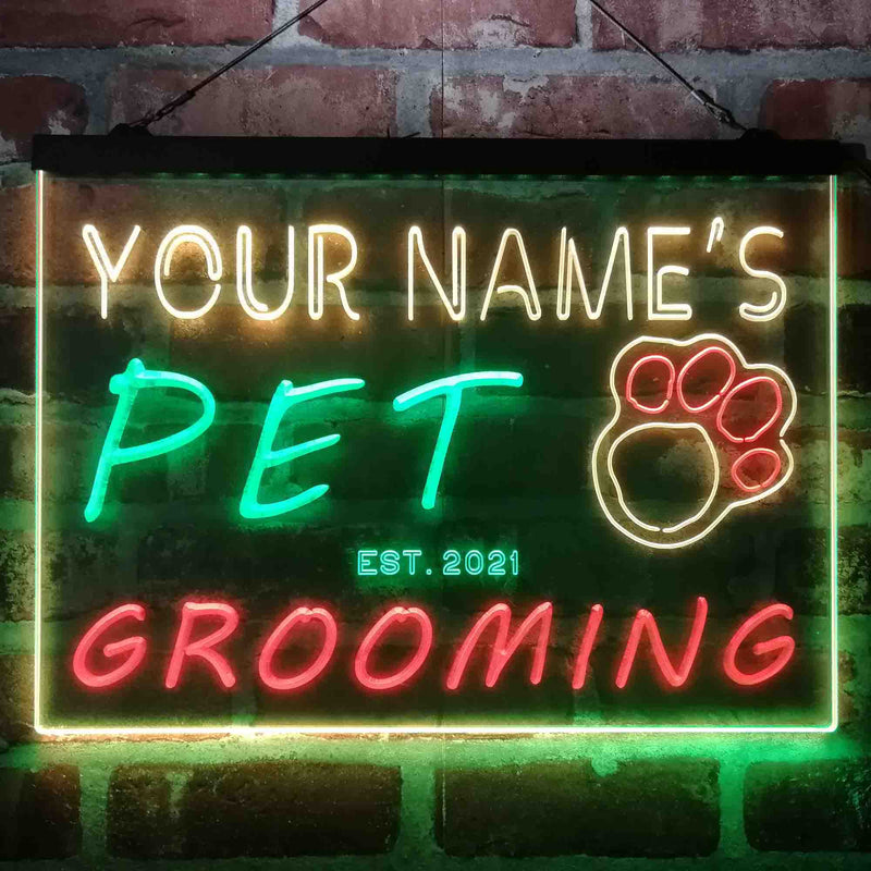 Personalized Pet Grooming Shop Deluxe App-Enabled 3-Color LED Light Sign | LED Wall Decor - LED Gift Works
