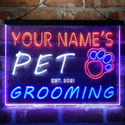Personalized Pet Grooming Shop Deluxe App-Enabled 3-Color LED Light Sign | LED Wall Decor - LED Gift Works
