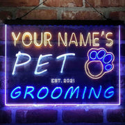 Personalized Pet Grooming Shop Deluxe App-Enabled 3-Color LED Light Sign | LED Wall Decor - LED Gift Works