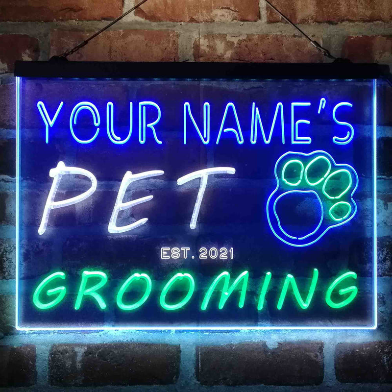 Personalized Pet Grooming Shop Deluxe App-Enabled 3-Color LED Light Sign | LED Wall Decor - LED Gift Works