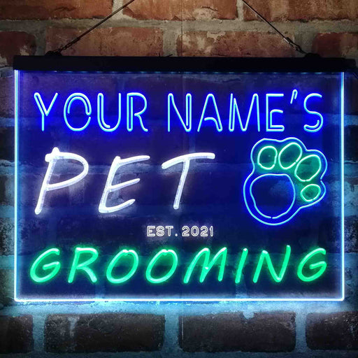 Personalized Pet Grooming Shop Deluxe App-Enabled 3-Color LED Light Sign - LED Gift Works