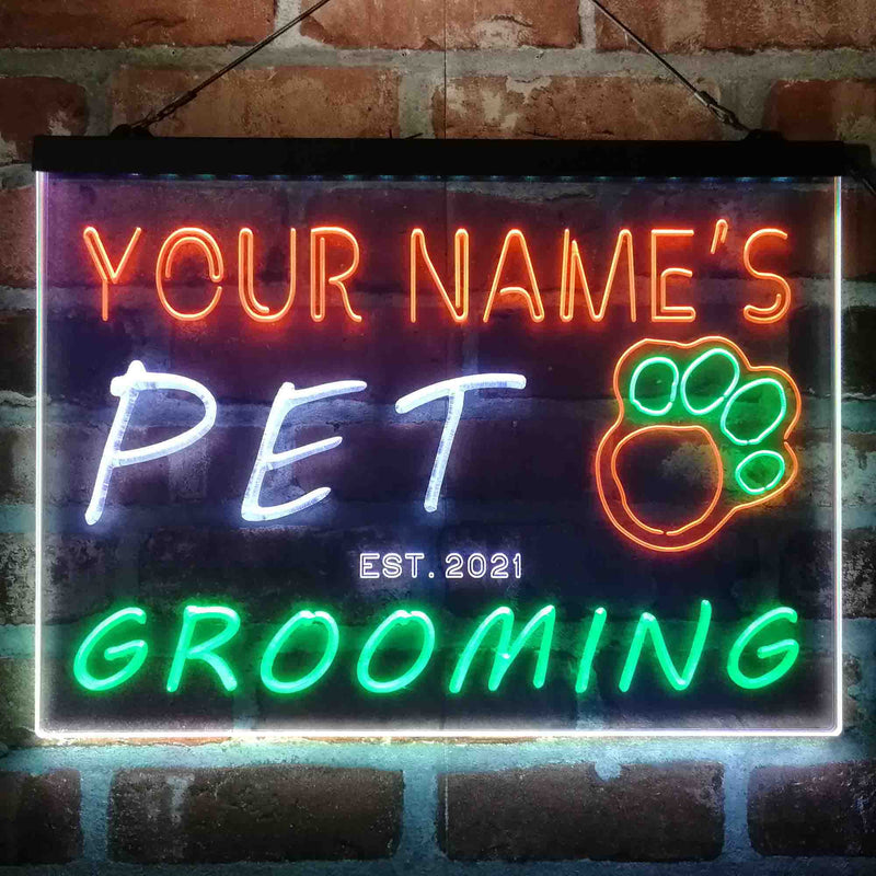 Personalized Pet Grooming Shop Deluxe App-Enabled 3-Color LED Light Sign | LED Wall Decor - LED Gift Works