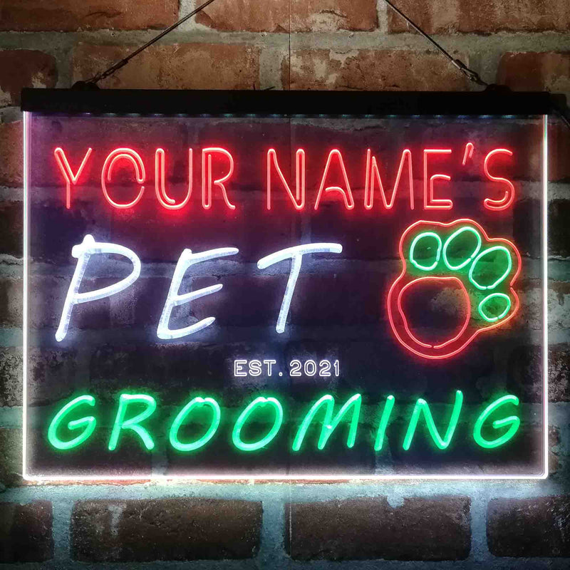 Personalized Pet Grooming Shop Deluxe App-Enabled 3-Color LED Light Sign | LED Wall Decor - LED Gift Works