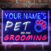 Personalized Pet Grooming Shop Deluxe App-Enabled 3-Color LED Light Sign | LED Wall Decor - LED Gift Works