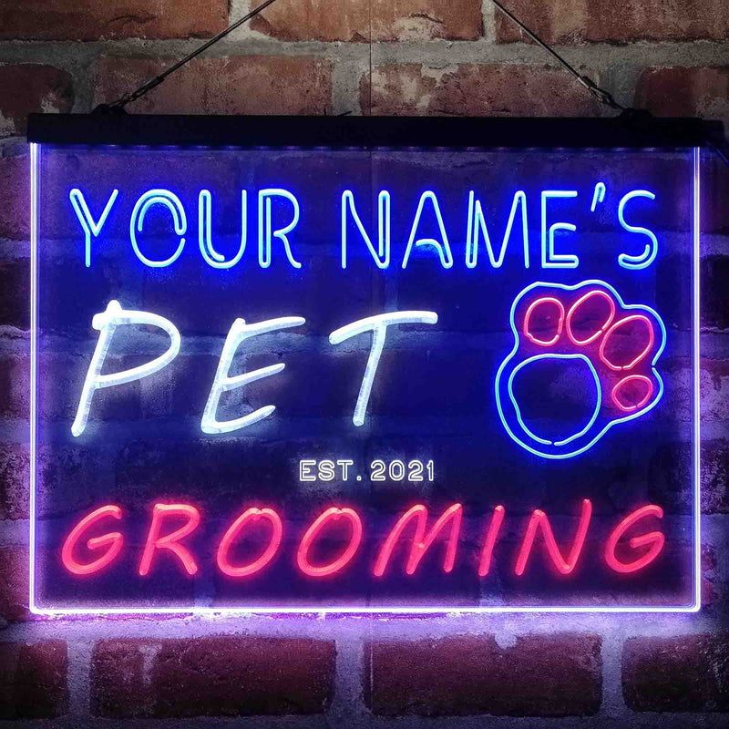 Personalized Pet Grooming Shop Deluxe App-Enabled 3-Color LED Light Sign | LED Wall Decor - LED Gift Works