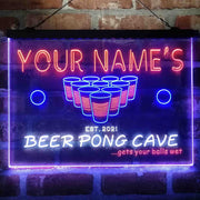 Personalized Beer Pong Cave Deluxe App-Enabled 3-Color LED Light Sign - LED Gift Works