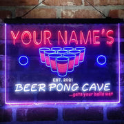 Personalized Beer Pong Cave Deluxe App-Enabled 3-Color LED Light Sign - LED Gift Works