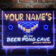 Personalized Beer Pong Cave Deluxe App-Enabled 3-Color LED Light Sign - LED Gift Works