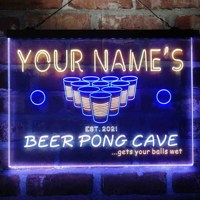 Personalized Beer Pong Cave Deluxe App-Enabled 3-Color LED Light Sign - Way Up Gifts