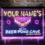 Personalized Beer Pong Cave Deluxe App-Enabled 3-Color LED Light Sign - LED Gift Works
