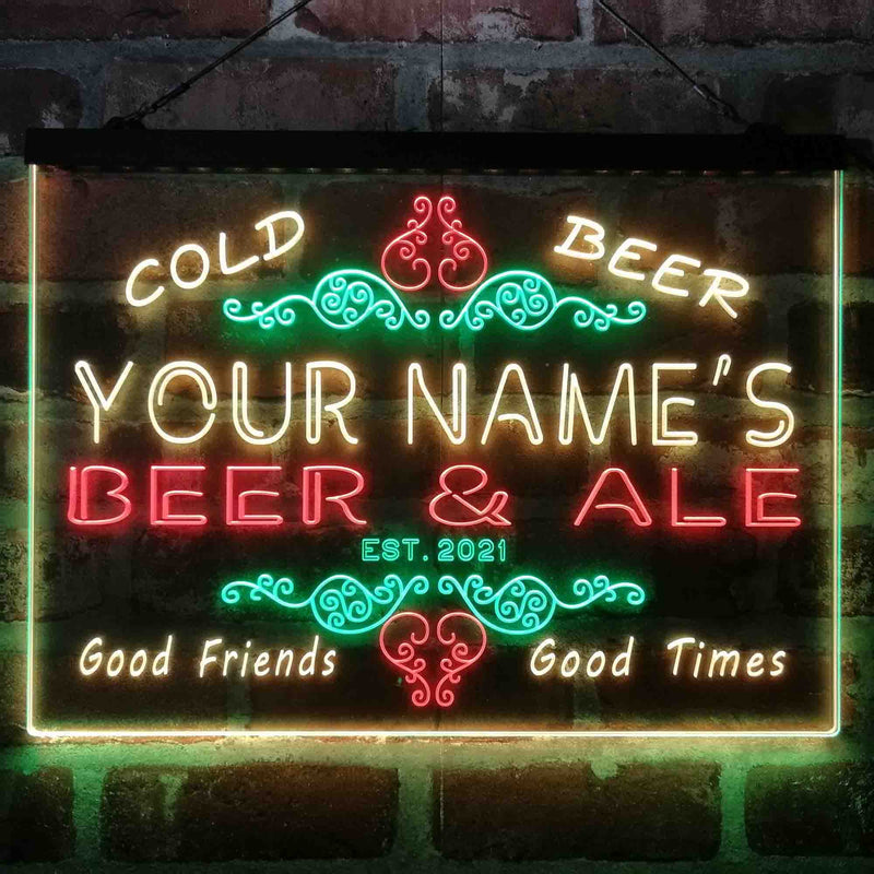Personalized Beer & Ale Bar Deluxe App-Enabled 3-Color LED Light Sign - LED Gift Works