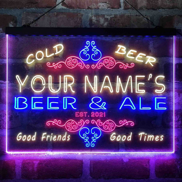 Personalized Beer & Ale Bar Deluxe App-Enabled 3-Color LED Light Sign - Way Up Gifts