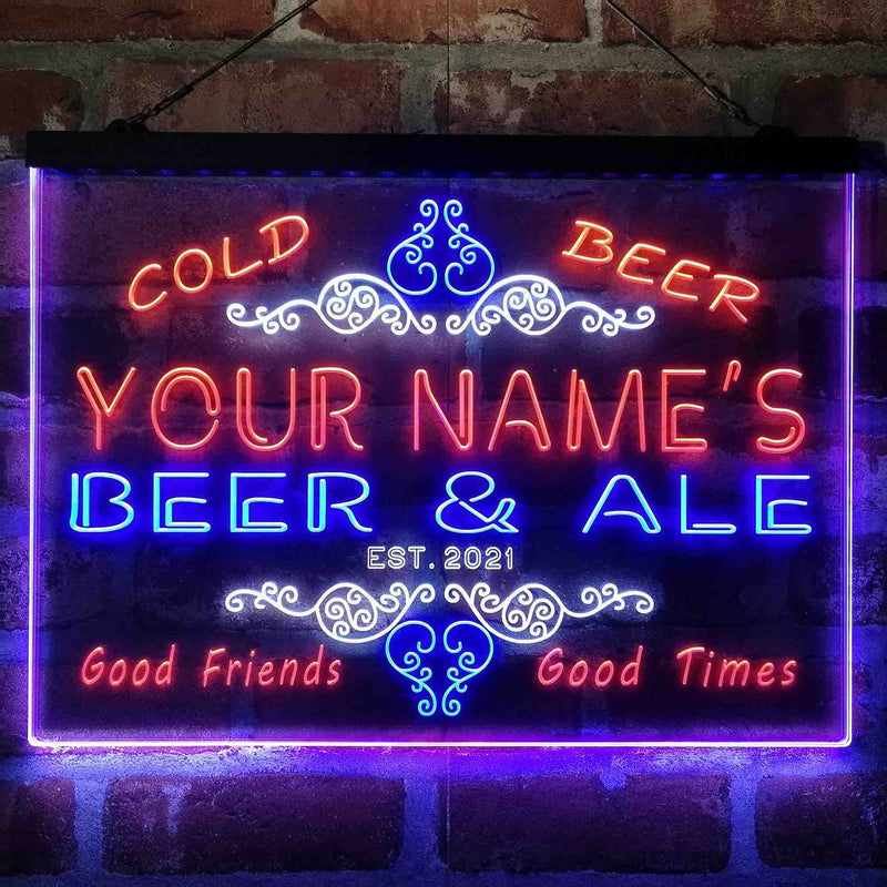 Personalized Beer & Ale Bar Deluxe App-Enabled 3-Color LED Light Sign - LED Gift Works