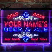 Personalized Beer & Ale Bar Deluxe App-Enabled 3-Color LED Light Sign - LED Gift Works