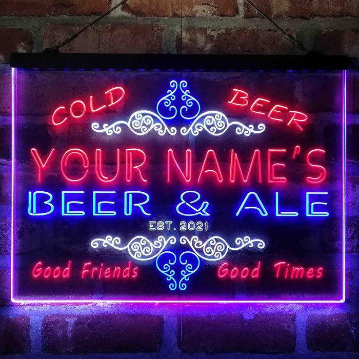 Personalized Beer & Ale Bar Deluxe App-Enabled 3-Color LED Light Sign - Way Up Gifts