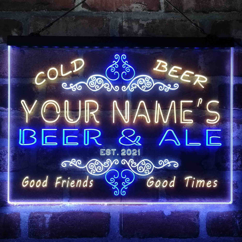 Personalized Beer & Ale Bar Deluxe App-Enabled 3-Color LED Light Sign - LED Gift Works