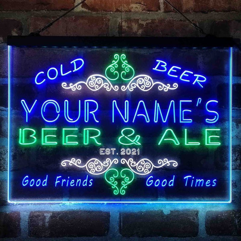 Personalized Beer & Ale Bar Deluxe App-Enabled 3-Color LED Light Sign - LED Gift Works