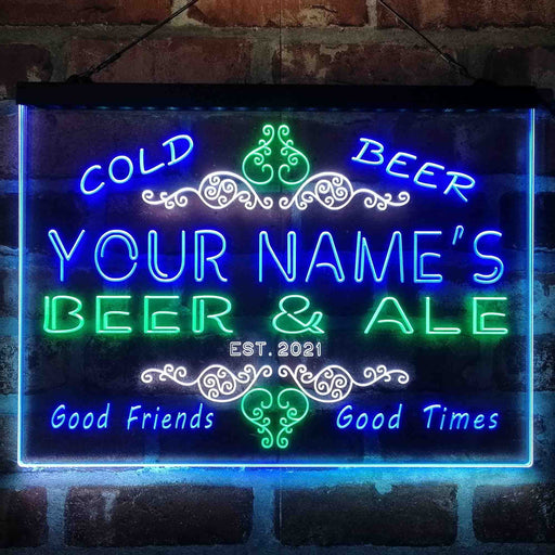 Personalized Beer & Ale Bar Deluxe App-Enabled 3-Color LED Light Sign - LED Gift Works