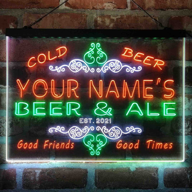 Personalized Beer & Ale Bar Deluxe App-Enabled 3-Color LED Light Sign - LED Gift Works
