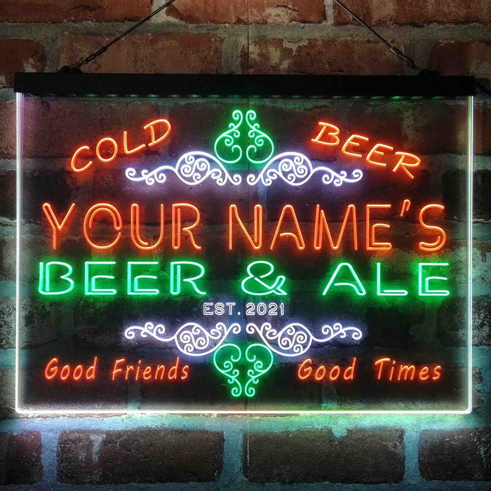 Personalized Beer & Ale Bar Deluxe App-Enabled 3-Color LED Light Sign - Way Up Gifts