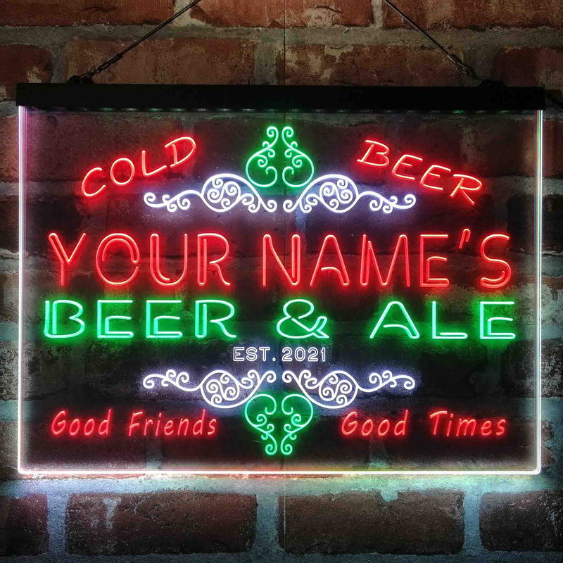 Personalized Beer & Ale Bar Deluxe App-Enabled 3-Color LED Light Sign - LED Gift Works