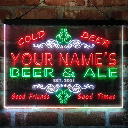 Personalized Beer & Ale Bar Deluxe App-Enabled 3-Color LED Light Sign - Way Up Gifts
