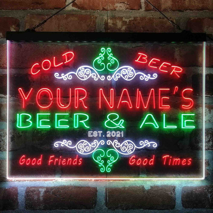 Personalized Beer & Ale Bar Deluxe App-Enabled 3-Color LED Light Sign - Way Up Gifts
