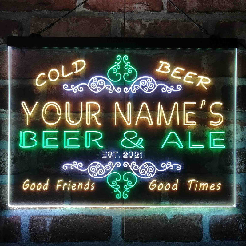 Personalized Beer & Ale Bar Deluxe App-Enabled 3-Color LED Light Sign - LED Gift Works