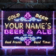 Personalized Beer & Ale Bar Deluxe App-Enabled 3-Color LED Light Sign - LED Gift Works