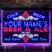 Personalized Beer & Ale Bar Deluxe App-Enabled 3-Color LED Light Sign - LED Gift Works