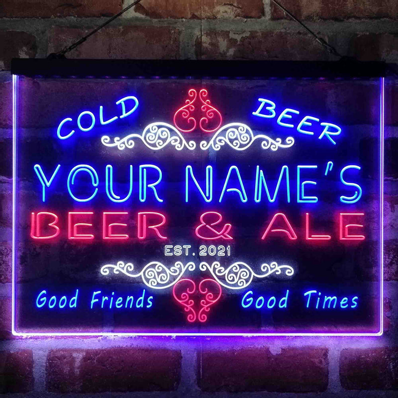 Personalized Beer & Ale Bar Deluxe App-Enabled 3-Color LED Light Sign - LED Gift Works