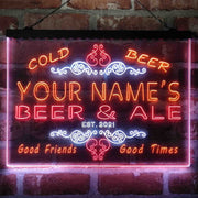 Personalized Beer & Ale Bar Deluxe App-Enabled 3-Color LED Light Sign - LED Gift Works